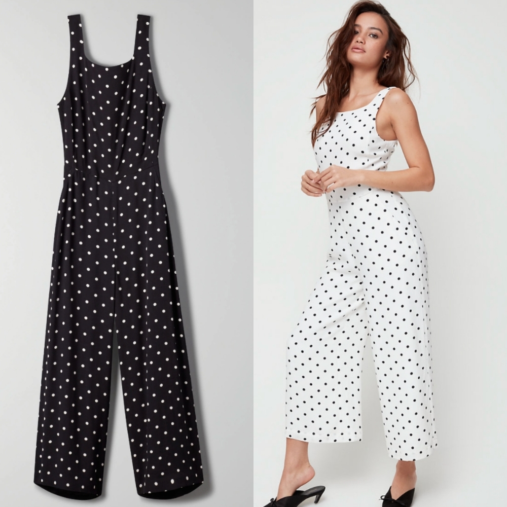 Aritzia Wilfred Écoulement Jumpsuit polka dot black and white 2